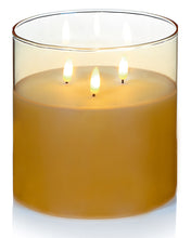 Load image into Gallery viewer, Flickabright Amber Glass Triple Wick Candle

