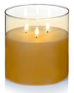 Flickabright Amber Glass Triple Wick Candle