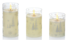 Load image into Gallery viewer, Set of 3 Snowflake &amp; Christmas Tree Printed Glass Candles
