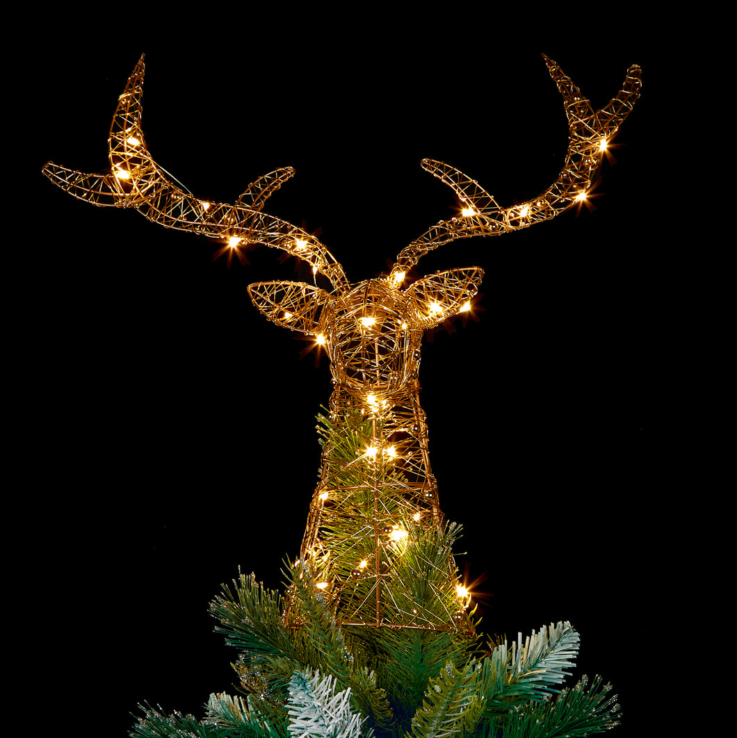 Rose Gold Stags Head Tree Topper with Warm White LED's