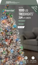 Load image into Gallery viewer, Premier TreeBrights 1000 Multi Coloured LED Christmas String Lights Clear Cable
