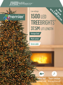 Premier TreeBrights 1500 Vintage Gold LED Christmas String Lights