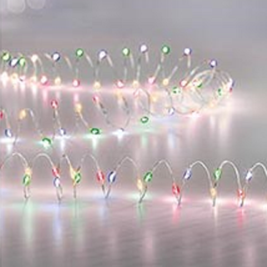 Premier 300 Multi Colour LED Christmas Microbrights Silver Wire