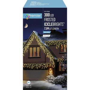 Premier 300 Warm White LED Frosted Cap Christmas Iciclebrights