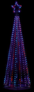 Premier 2.1m Black Pin Wire Pyramid Tree with Star with 595 Rainbow LEDs