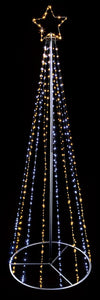 Christmas Pyramid Tree with Star Warm White and White LED Lights 2.5m