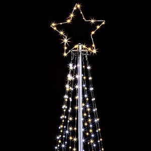 Christmas Pyramid Tree with Star Warm White and White LED Lights 2.5m