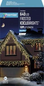 Premier 640 Warm White LED Frosted Cap Christmas Iciclebrights