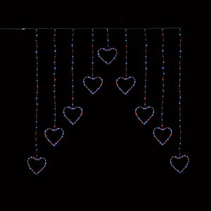 Pin Wire Rainbow Heart V-Shape Christmas Curtain Lights