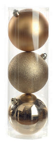 Festive Large 15cm Champagne Bauble Mixed Set of 3