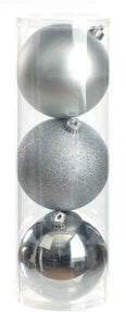 Festive Large 15cm Silver Bauble Mixed Set of 3