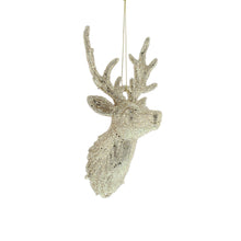 Load image into Gallery viewer, Champagne Gold Reindeer Head Christmas Decoration 8cm
