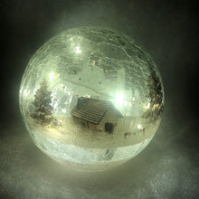 Load image into Gallery viewer, Crackle Effect Lit 20cm Ball with Winter Lodge Scene Battery Operated
