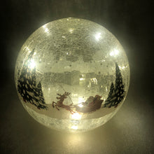 Load image into Gallery viewer, Crackle Effect Lit 20cm Ball with Santa Sleigh Scene Battery Operated
