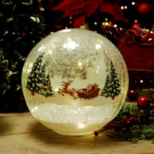 Load image into Gallery viewer, Crackle Effect Lit 20cm Ball with Santa Sleigh Scene Battery Operated
