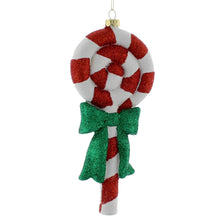Load image into Gallery viewer, Candy Cane Lolly with Bow Hanging Decoration

