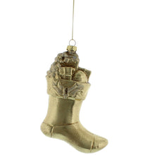 Load image into Gallery viewer, Gold Christmas Stocking 11cm Hanging Decoration
