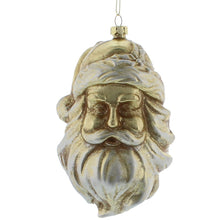 Load image into Gallery viewer, Gold Christmas Santa Head 13cm Hanging Decoration Bauble

