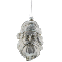 Load image into Gallery viewer, Silver Santa Head 13cm Christmas Hanging Bauble Decoration
