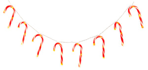Set of 10 Christmas Candy Cane String Lights