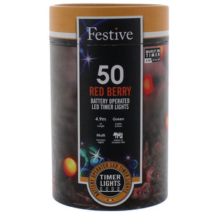 Festive 50 Red Berry Battery Operated String Lights