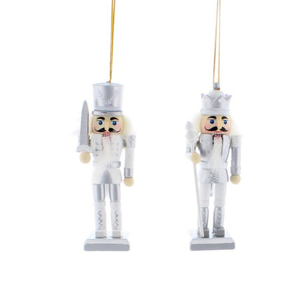 White & Silver Nutcracker 12cm Hanging Decoration Set