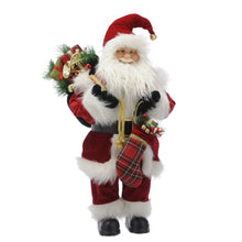 Load image into Gallery viewer, Standing Traditional Santa with Tartan Stocking 60cm
