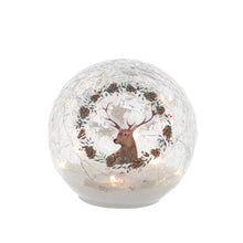 Load image into Gallery viewer, Crackle Effect Lit 15cm Ball with Reindeer Head Print Battery Operated
