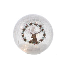 Load image into Gallery viewer, Crackle Effect Lit 20cm Ball with Reindeer Head Print
