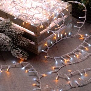 Festive 600 White and Warm White Firefly Lights Clear Cable