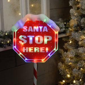 Christmas Santa Stop Here LED Sign