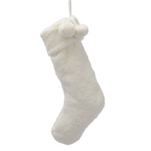 Load image into Gallery viewer, White Faux Fur Christmas Stocking 56cm
