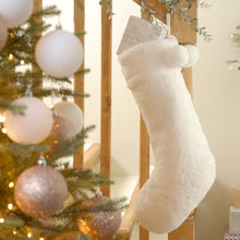 Load image into Gallery viewer, White Faux Fur Christmas Stocking 56cm
