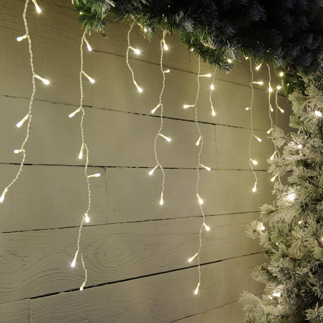 Festive 360 Warm White Snowing Icicle Lights