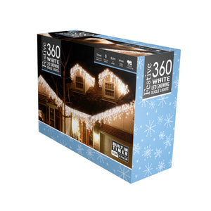 Festive 360 White Snowing Icicle Lights