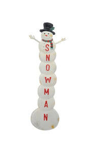 White Snowman Vintage Style Christmas Sign