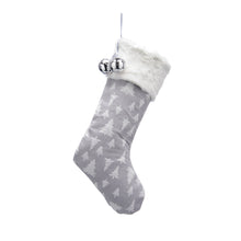 Load image into Gallery viewer, Christmas Grey Stocking with Tree Design 48cm
