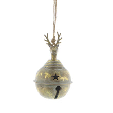 Load image into Gallery viewer, Christmas Gold Sleigh Bell with Stag Head 14cm
