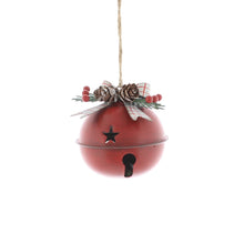 Load image into Gallery viewer, Red Christmas Sleigh Bell with Winter Foliage 8cm
