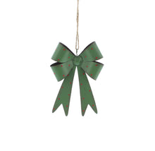 Load image into Gallery viewer, Green Metal Christmas Bow with Red Spots 18cm

