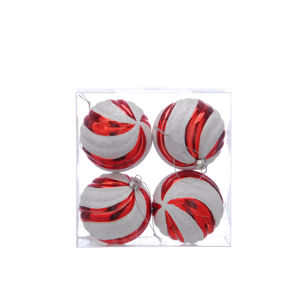 Set of 4 Candy Cane Christmas Baubles 8cm