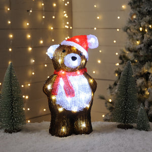 Christmas Lit Acrylic Bear 34cm