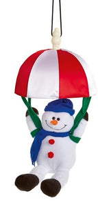 Snowman or Santa Musical Parachuting Characters Battery Operated
