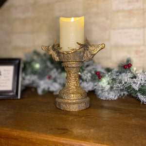 Gold Stag Christmas Candle Holder 22cm