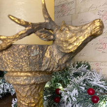 Load image into Gallery viewer, Gold Stag Christmas Candle Holder 22cm
