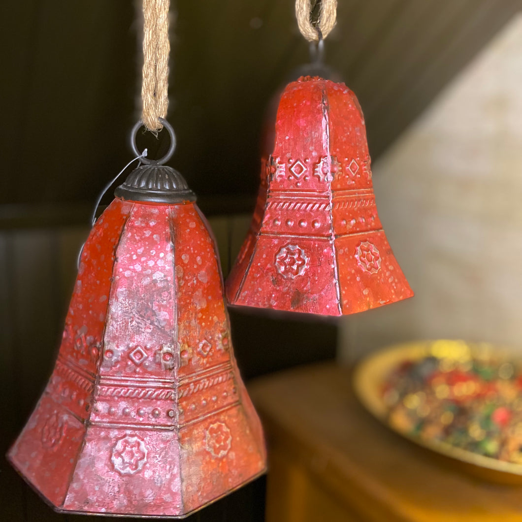Christmas Vintage Style Rustic Large Hanging Bells