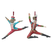 Load image into Gallery viewer, Dancing Nutcracker and Mouse Christmas Hanging Tree Decoration
