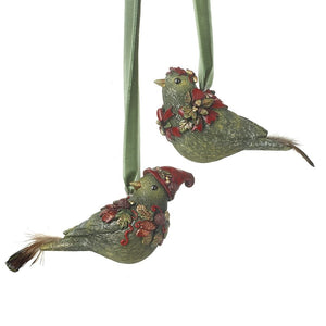 Set of 2 Decorative Christmas Bird Hanging Decoration