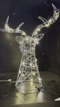 Load and play video in Gallery viewer, Silver Stags Head Christmas Tree Topper with Warm White LED&#39;s
