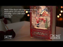 Load and play video in Gallery viewer, Red Vintage  Christmas Book with Snowman Scene Water Lantern
